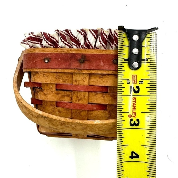 Vtg Longaberger Sweetheart Sentiments Basket 1995 Red Ticking Stripe Liner - Picture 13 of 14